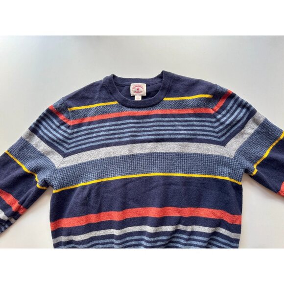 BROOKS BROTHERS RED FLEECE Navy Striped Wool Knit Crew Neck Sweater, Size L - Picture 5 of 12